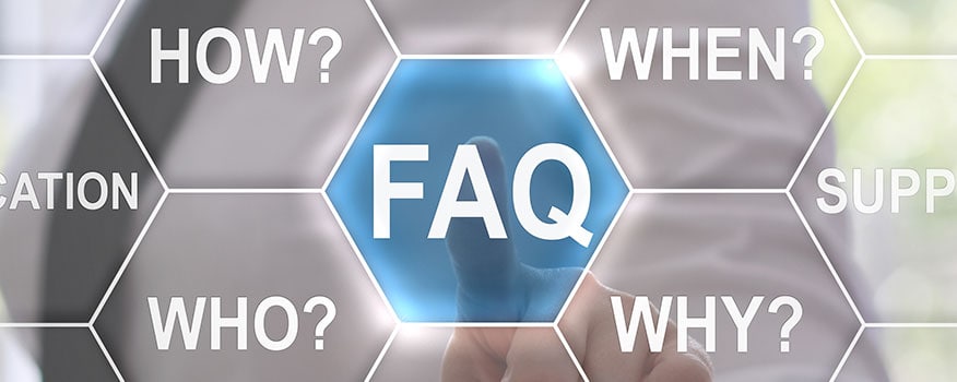 A person touching a FAQ button on a screen to answer questions about security camera systems