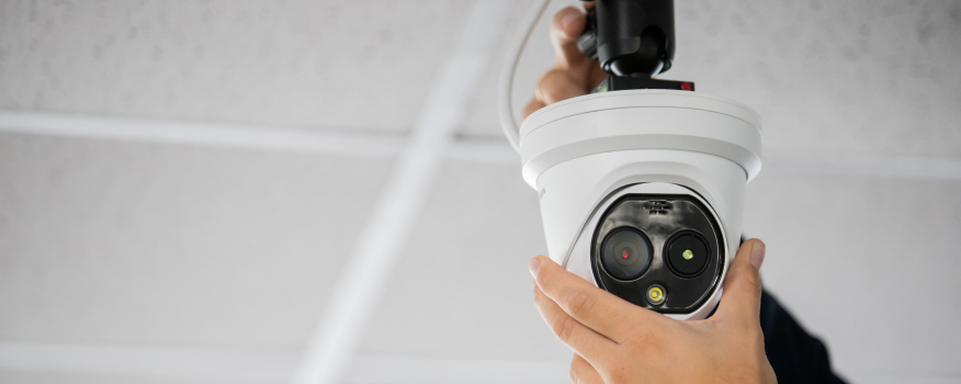 HD surveillance system camera being installed