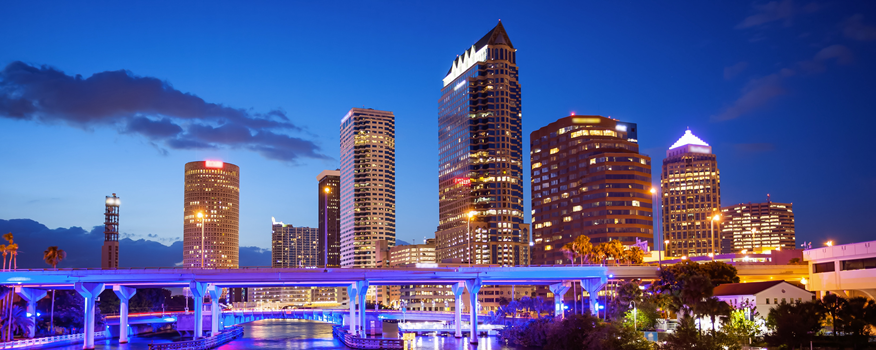Image of downtown Tampa bridge, not far from the Welch Causeway Drawbridge where Surveillance Technology installed a video camera system in Treasure Island, part of Tampa